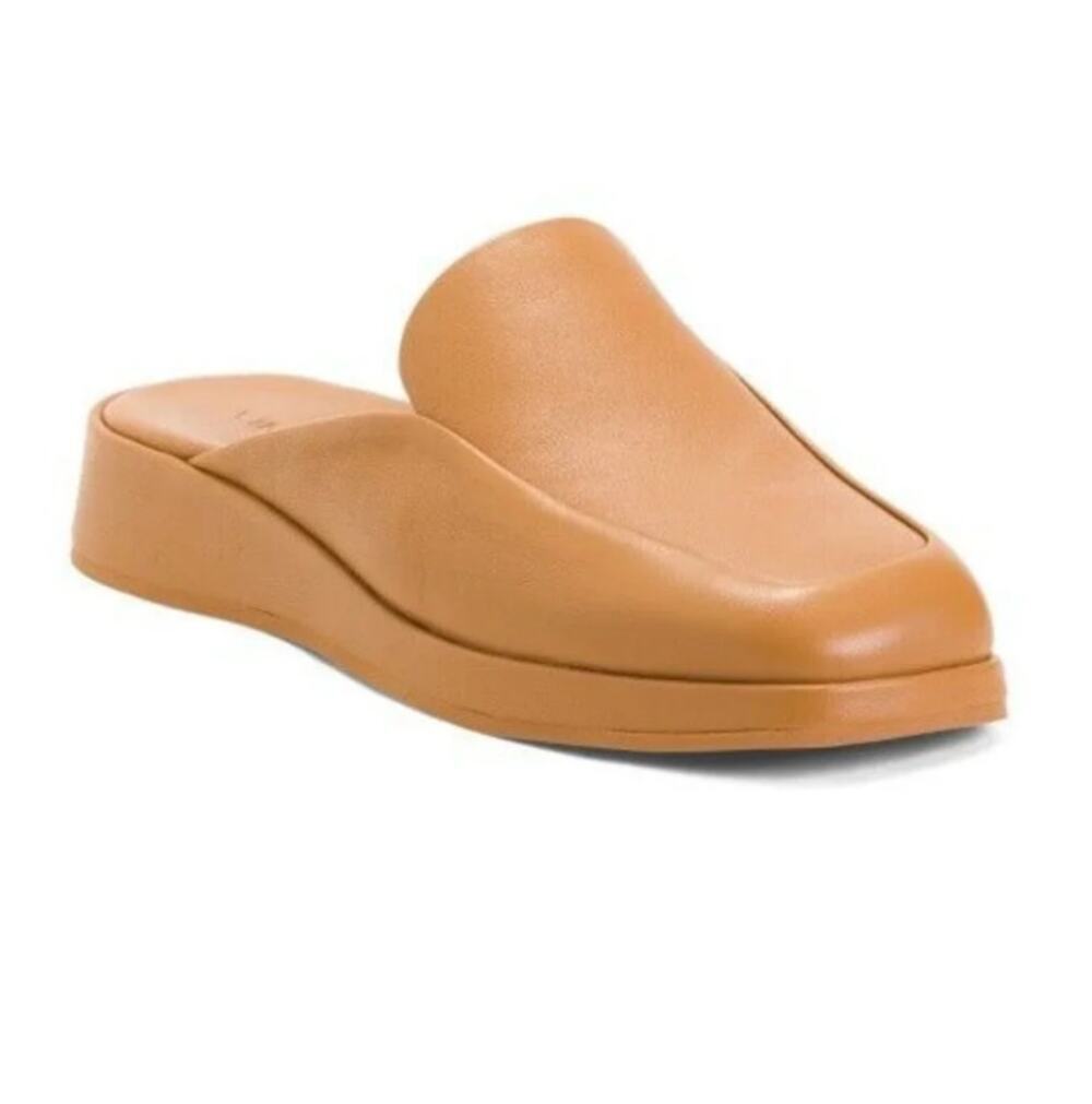Vince Women's Tan Slip On Wedge Raquel Leather Mules Size 8M